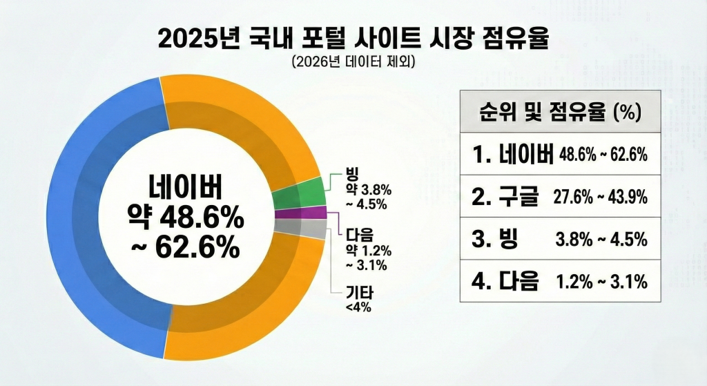 홈페이지 상위노출 검색엔진의 국내포털 점유율